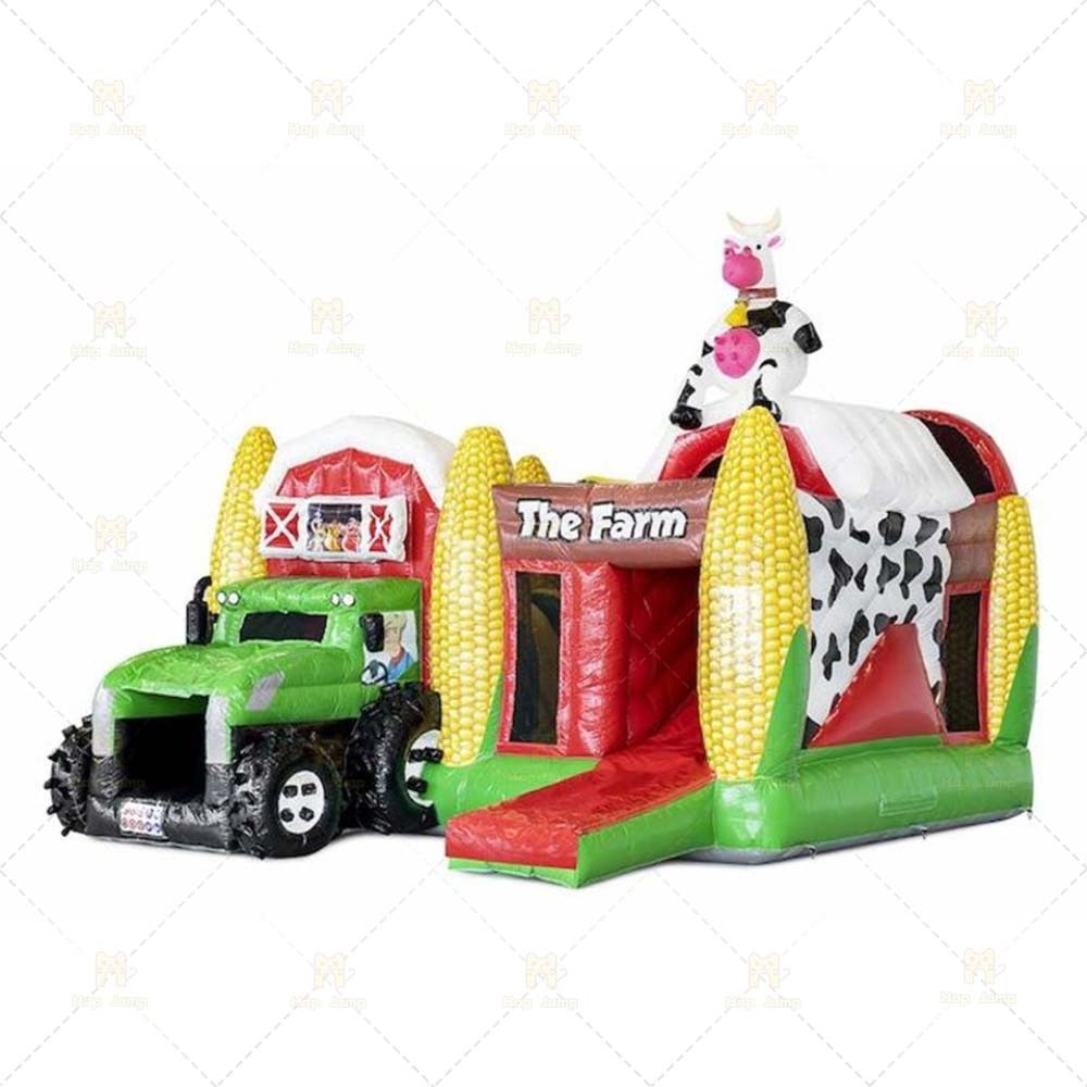 HOP JUMP Tractor inflatable bouncer combo bouncy castle with slide moonwalk truck tractor inflatable bouncer