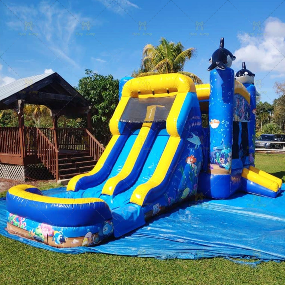 Hot sale commercial jumping bouncer house combo inflatable bouncy castle with water slide