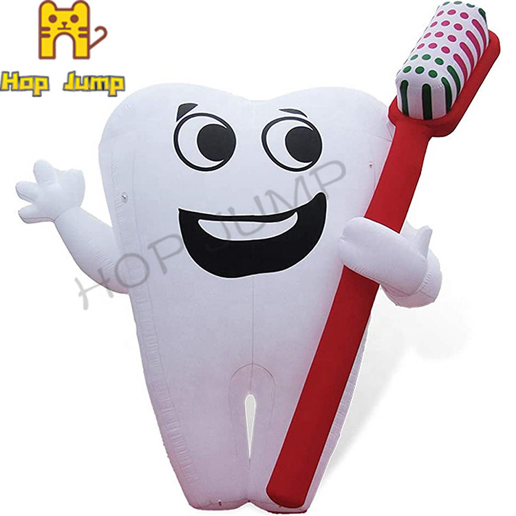 Giant inflatable tooth with toothbrush model for advertising outdoor inflatable tooth balloon