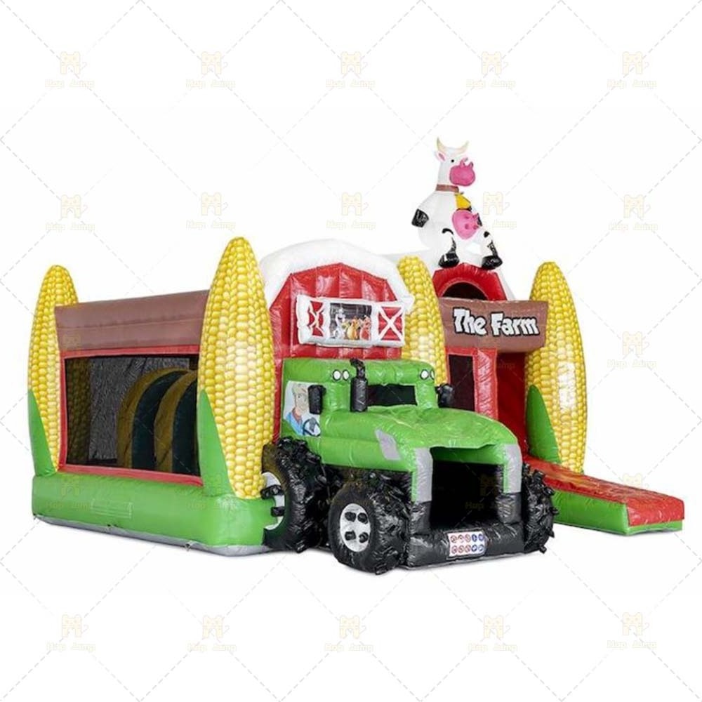 HOP JUMP Tractor inflatable bouncer combo bouncy castle with slide moonwalk truck tractor inflatable bouncer