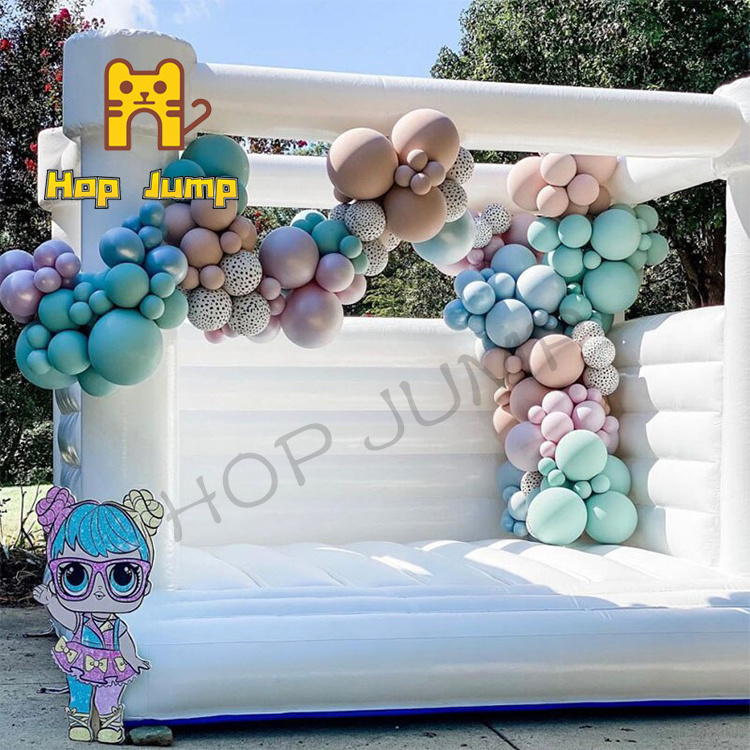 Customizable 13x13 party wedding bouncy castle inflatable bouncer white bounce house for kids adults jumping