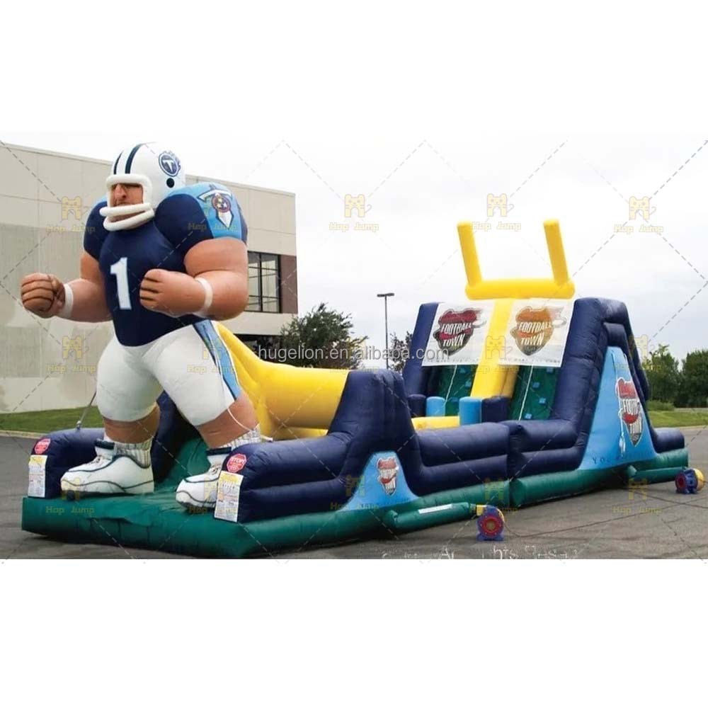 American football rugby player bounce house dry slide inflatable sport soccer castle bouncer for sale