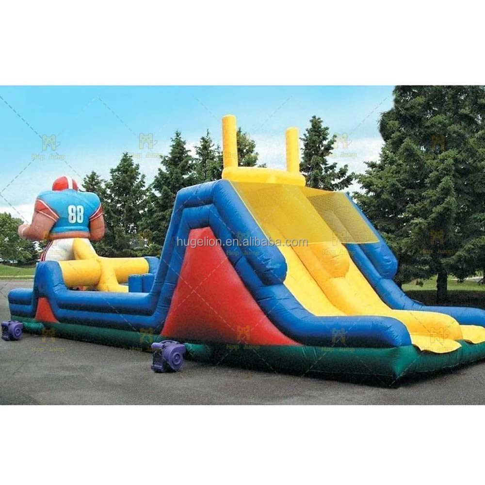 American football rugby player bounce house dry slide inflatable sport soccer castle bouncer for sale