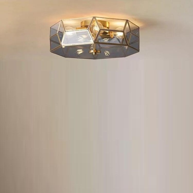 Ceiling Light Fixture Modern with Metal Wire Cage Geometric Flush Mount Ceiling lamp