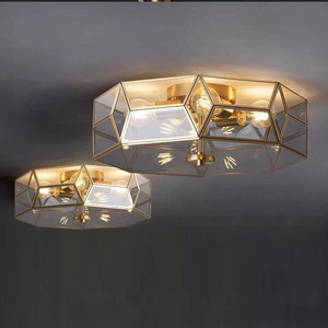 Ceiling Light Fixture Modern with Metal Wire Cage Geometric Flush Mount Ceiling lamp