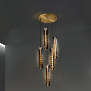 lamp luxury brass crystal chandelier single bulb bedside pendant light