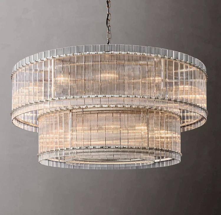 Custom Made Large Indoor Pendant Light Fixture Hotel Modern San Marco Two-Tier Round Chandelier