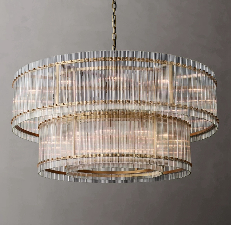 Custom Made Large Indoor Pendant Light Fixture Hotel Modern San Marco Two-Tier Round Chandelier