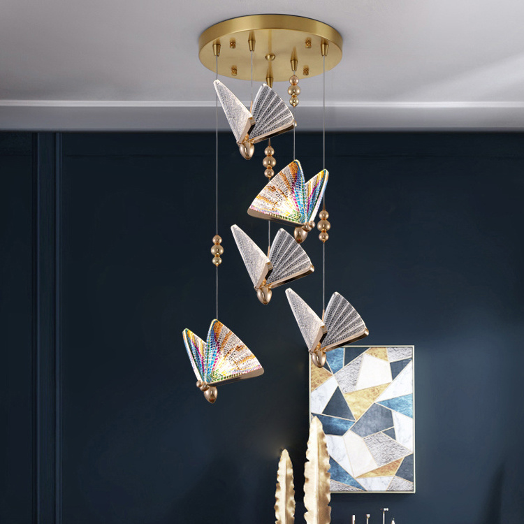 Nordic Postmodern Luxury Elegant Butterfly Bedroom Beside Lights Pendant Light