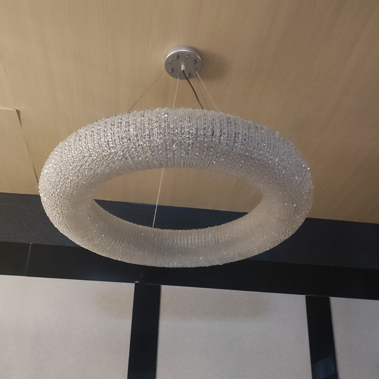 Modern Luxury Led Ceiling Lighting Home Pendants Lighting Fixture Smoke Light Crystal Halo Clear Round Led Chandelier