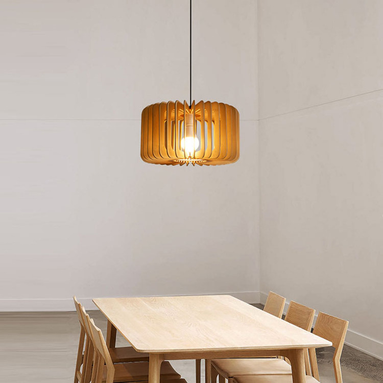 Nordic Classical Lamp Restaurant Retro Pumpkin Chandelier Vintage Wooden Pendant Lights