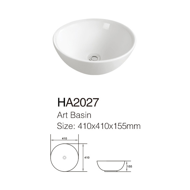 Factory hot selling bathroom hotel vessel modern style round ceramic porcelain sink wash basin