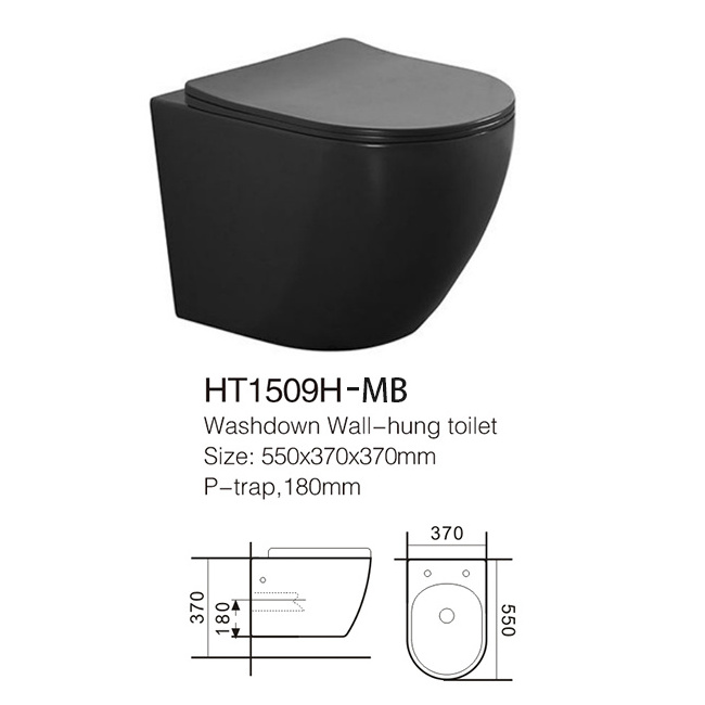 wholesale matt black wall hung mounted Rimless Concealed Cistern commode wc Toilet