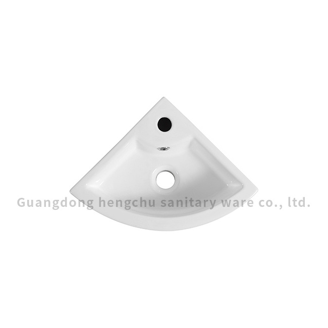 wall mounted bathroom lavabo bowl sink ceramic delta triangular shape conrer art wash basin