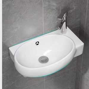 Durable And High Temperature Resistant wall hung Ceramic Oval Handmade  Art Wash Basin