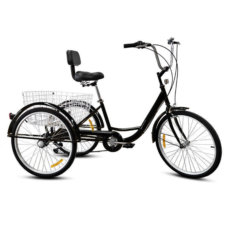 2023 new model china 24 Inch Adult Steel Frame tricycle para adults 3 Wheel Trike Cargo Rickshaw Pedal Bike Tricycle