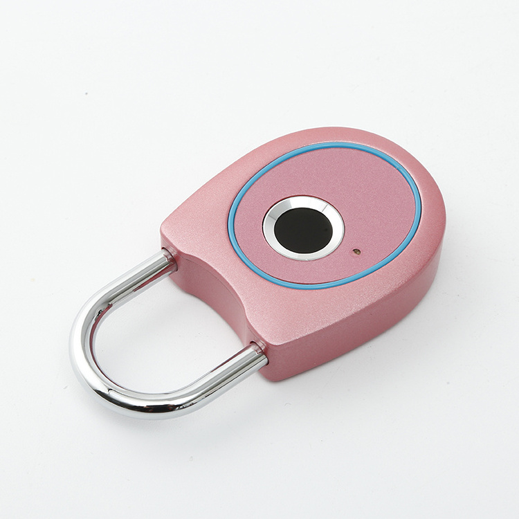 Huili lock factory whole sale Smart biometric Fingerprint Padlock Luggage Combination Smart Padlock with pink color