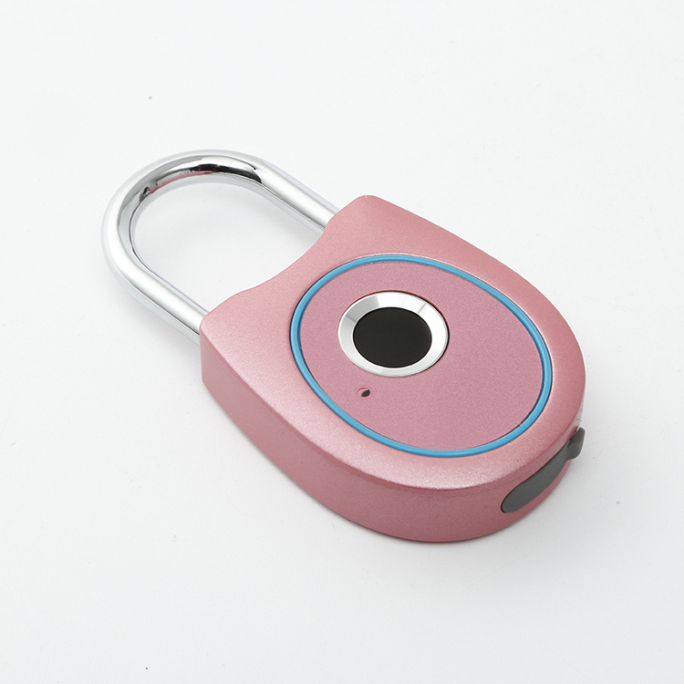 Huili lock factory whole sale Smart biometric Fingerprint Padlock Luggage Combination Smart Padlock with pink color