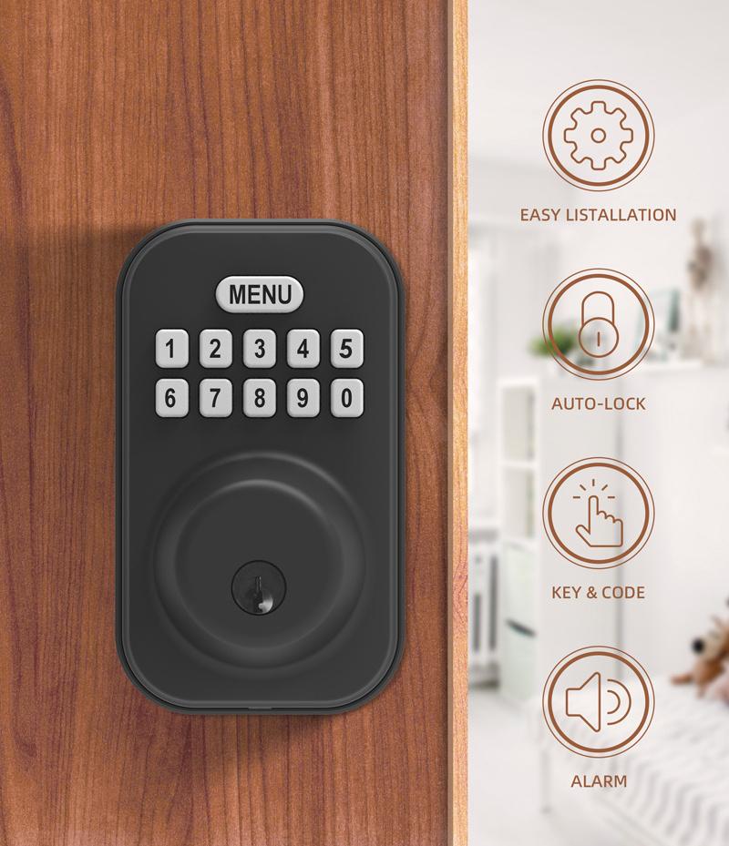 Hot sale factory price keyless entry electronic keypad deadbolt lock set with handles for double security