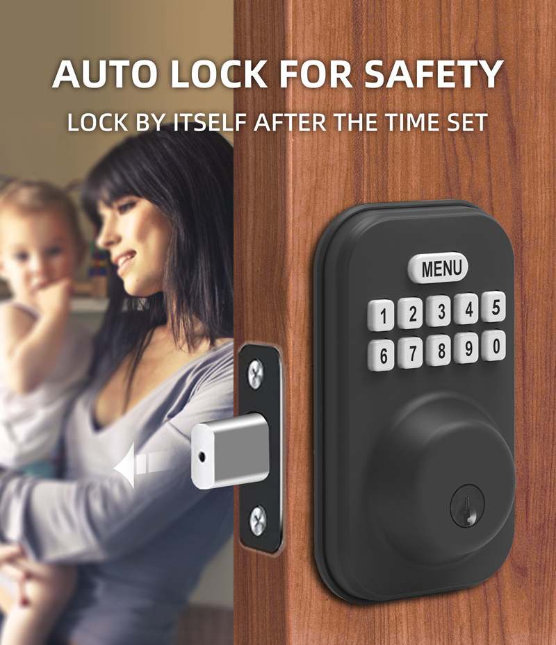 Hot sale factory price keyless entry electronic keypad deadbolt lock set with handles for double security