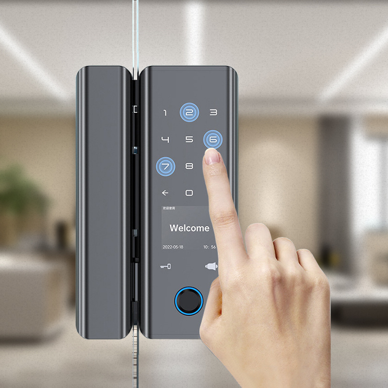 Factory Price Wifi Remote Control Smart fingerprint Glass door lock Biometric lock for sliding glass door