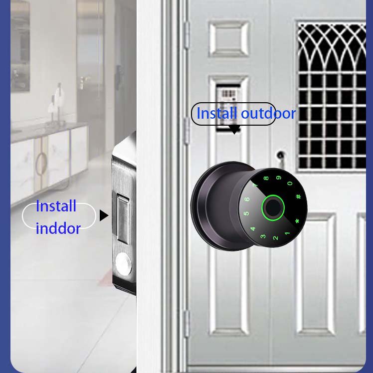 Outdoor Waterproof IP6x Tuya Fingerprint Electronic Password APP Keyless Entry Knobs Smart Door Lock Rim Lock