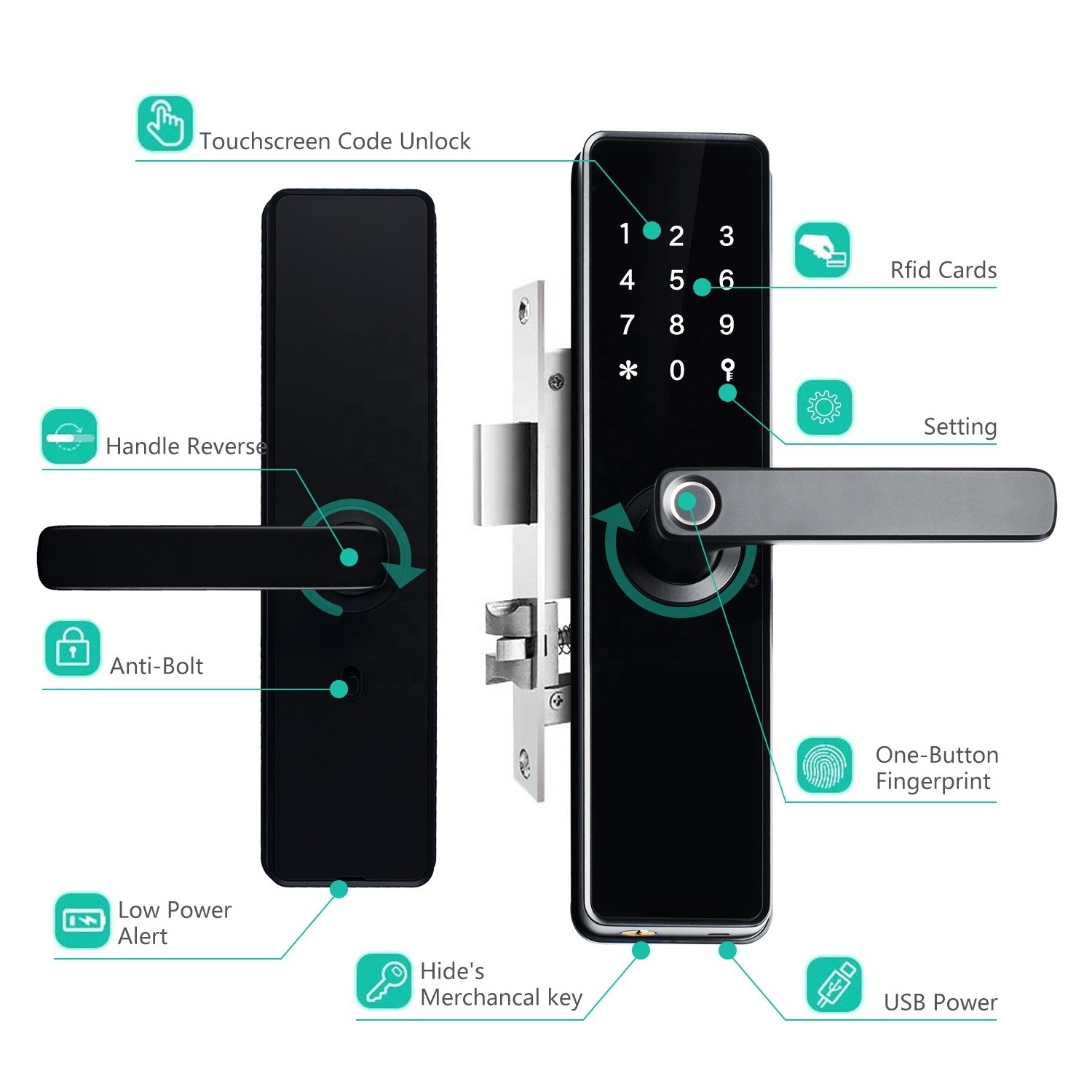 airbnb apartment smart door lock with finger print, password, app LOCK MANUFACTURER