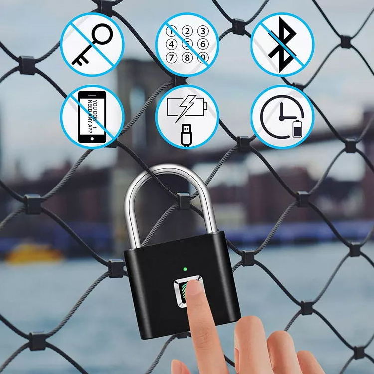 HUILI Smart Biometric Electronic Padlock Anti-theft Waterproof Smart Padlock Security Padlock For Luggage