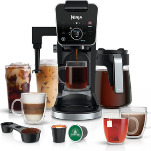 12-Cup Coffee Maker with Glass Carafe, Single-Serve, Grounds, compatible with K-Cup pods, Hot Water System, Black