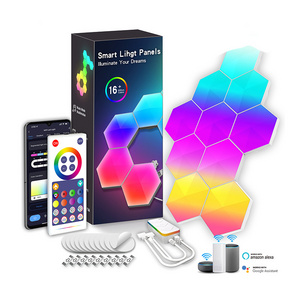 3/6PCS DIY RGB modular hexagon Quantum Light smart home light App Remote Control Voice Control  smart led ambient light panels