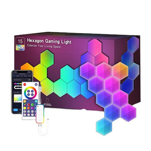 Modern 6pcs Honeycomb Smart Home Lights Remote App Control Rgb Led Wall Lamp Hexagonal Led Light