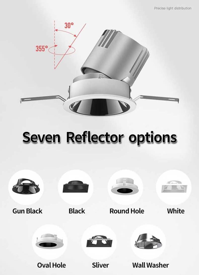 Hotsale Commercial 12w Antiglare Round Wall Washer Adjustable Recessed Led Downlight Ceiling Spotlights