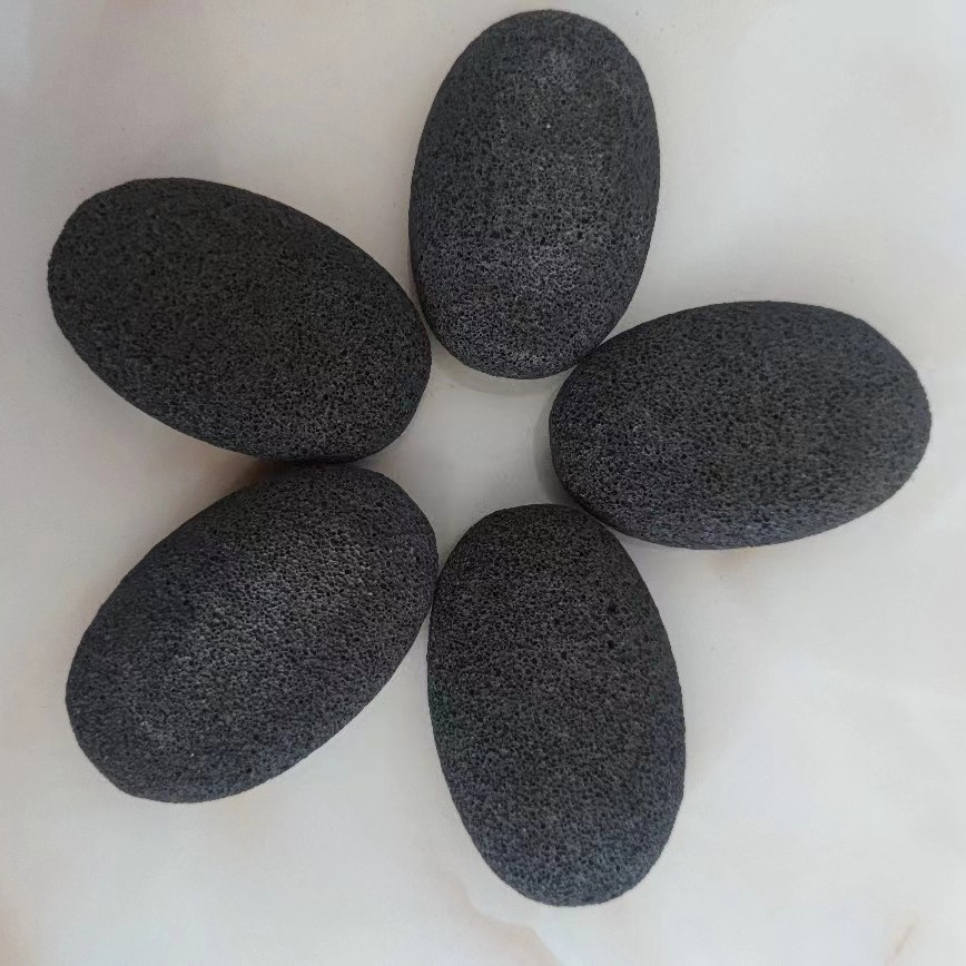 Black New Material Light Weight Lava Pumice Stone With Rope Volcano Stone For Callus Remover Wholesale