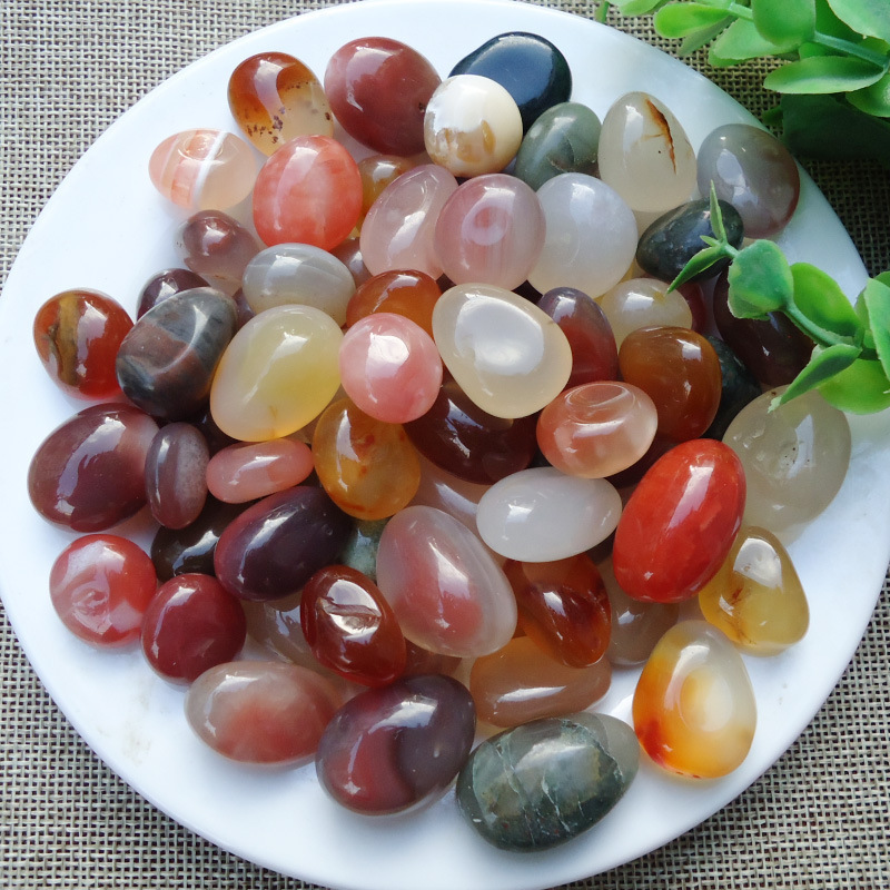 Wholesale polished gemstone colorful tumbled agate stone black agate stone agate stone natural