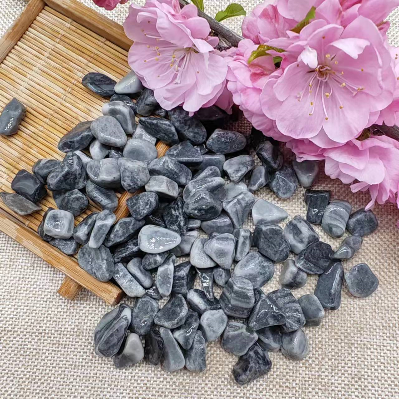 Wholesale dark grey rough stone natural bulk gravel cobble for road and driveway garden landscaping