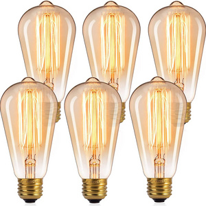 Edison Light Bulbs Brightown Vintage 60W Incandescent Light Bulbs E26 Base Dimmable Decorative Antique ST64 Filament Light Bulbs