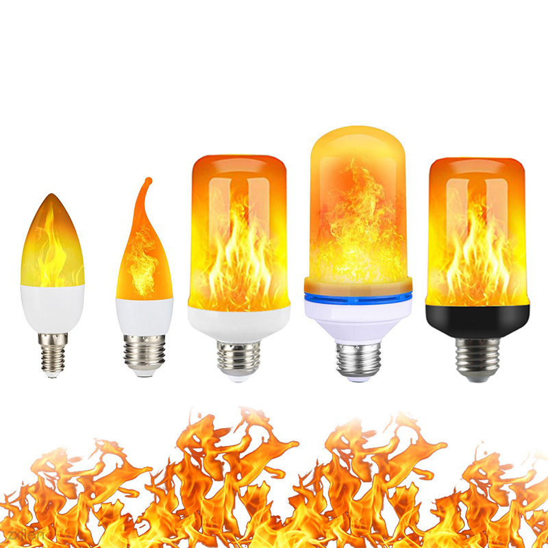 Vintage E12 E14 E26 E27 C35/CA35/T45/T60 LED Flicker Flame Effect Lamp LED Filament Bulb for Courtyard/Haunted House/Street Lamp