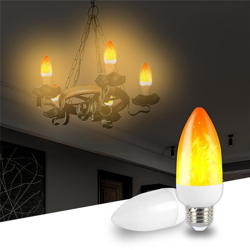 Vintage E12 E14 E26 E27 C35/CA35/T45/T60 LED Flicker Flame Effect Lamp LED Filament Bulb for Courtyard/Haunted House/Street Lamp