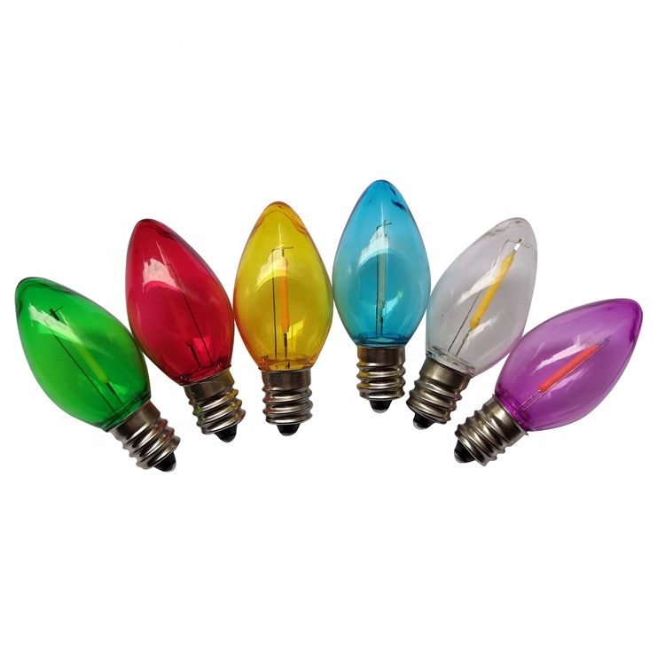 Good Quality Replaceable/Irreplaceable Colorful E17 0.8W/0.5W/1W/2W C9 LED Bulbs Candle Light  for LED Christmas String Light