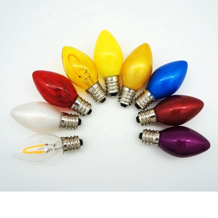 Good Quality Replaceable/Irreplaceable Colorful E17 0.8W/0.5W/1W/2W C9 LED Bulbs Candle Light  for LED Christmas String Light