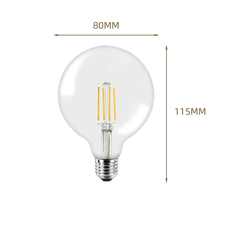 led filament bulb G25/ G80/G95/G125  dimmable led bulb E26/E27 4W/6W/8W  xtw supplier