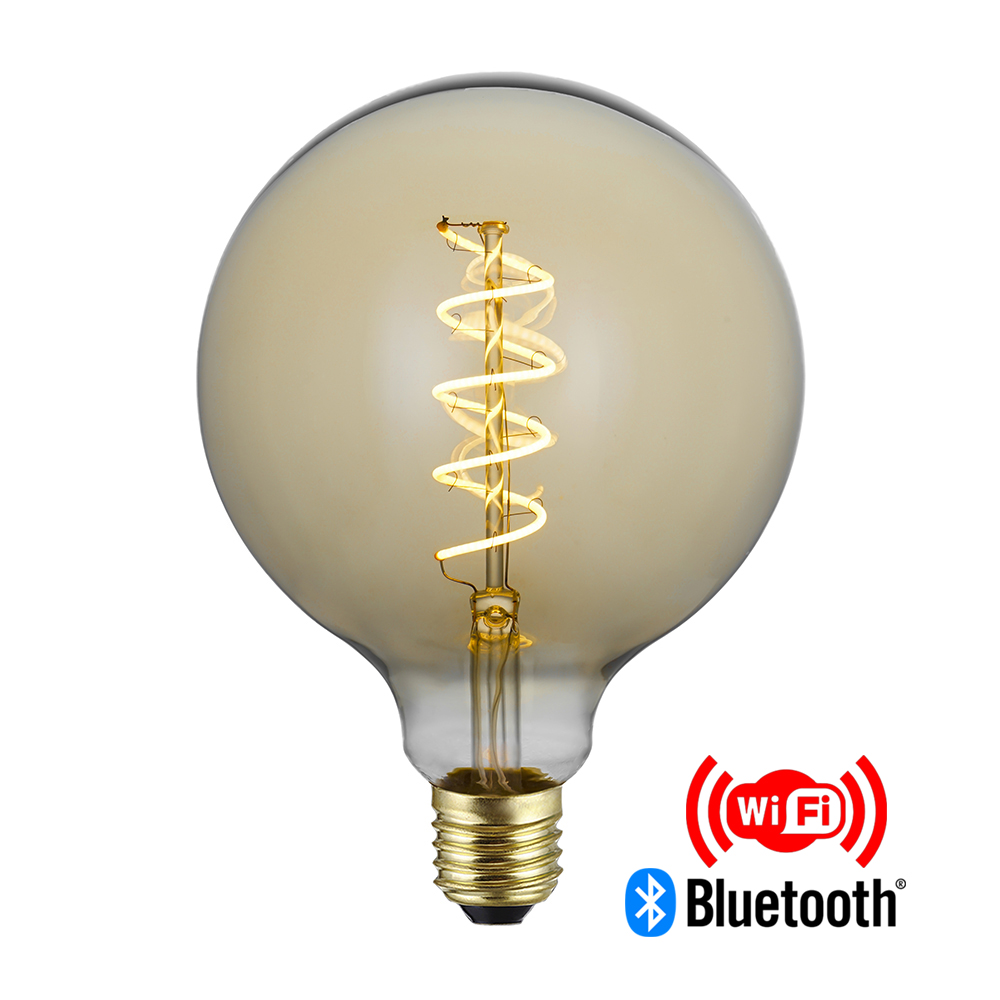 Alexa Tuya App Control Wireless Wifi Smart RGB Colored LED Filament Bulb E27/E26/B22 G80 G95 G125 Wifi Light for Indoor