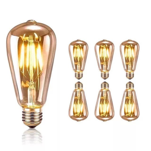 Led Edison brown retro adjustable light amber warm yellow light color tungsten bulb 110-130v/220-240v ST64