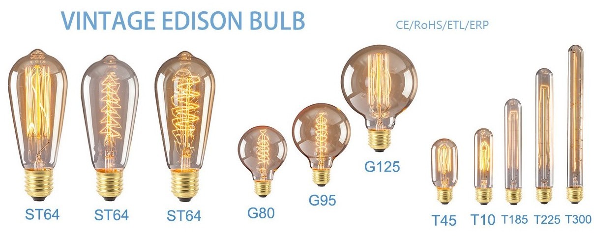 Led Edison brown retro adjustable light amber warm yellow light color tungsten bulb 110-130v/220-240v ST64