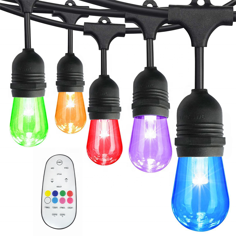 Waterproof IP65 Tuya S14 led Smart Changeable Color String Light By Phone APP Control S14 Filament Bulb