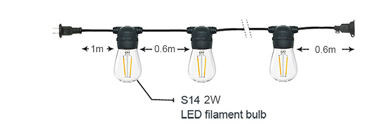 Outdoor Waterproof Light String Christmas Decorative LED String Light Holiday Wedding Indoor Clear Black Choice Luminous Party