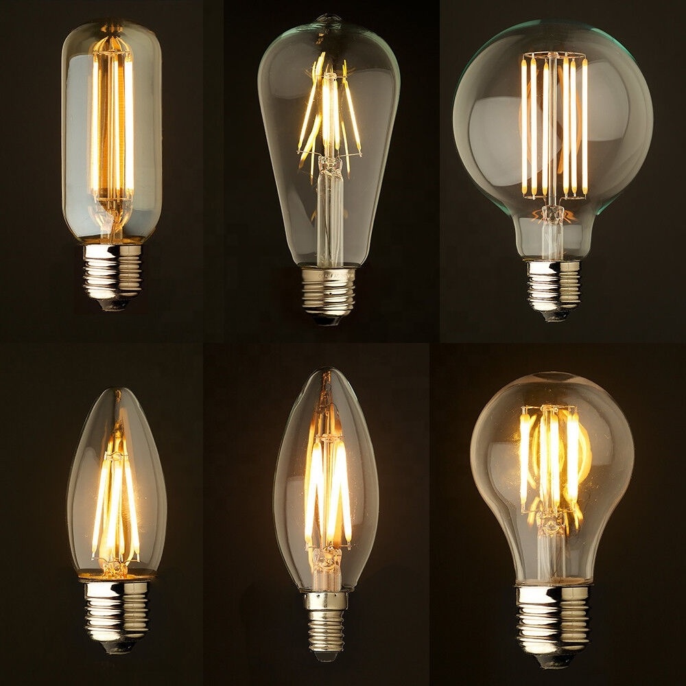 Customized vintage edison light lamps A19 ST64 S14 C35 dimmable led filament bulbs for bedroom