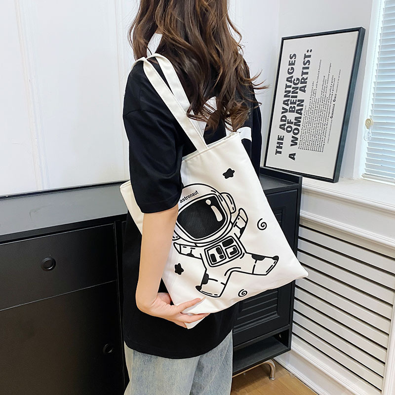 2024 New fashion large linen Canvas Bag Japanese College Student Class Single Shoulder casual Handbag with zipper