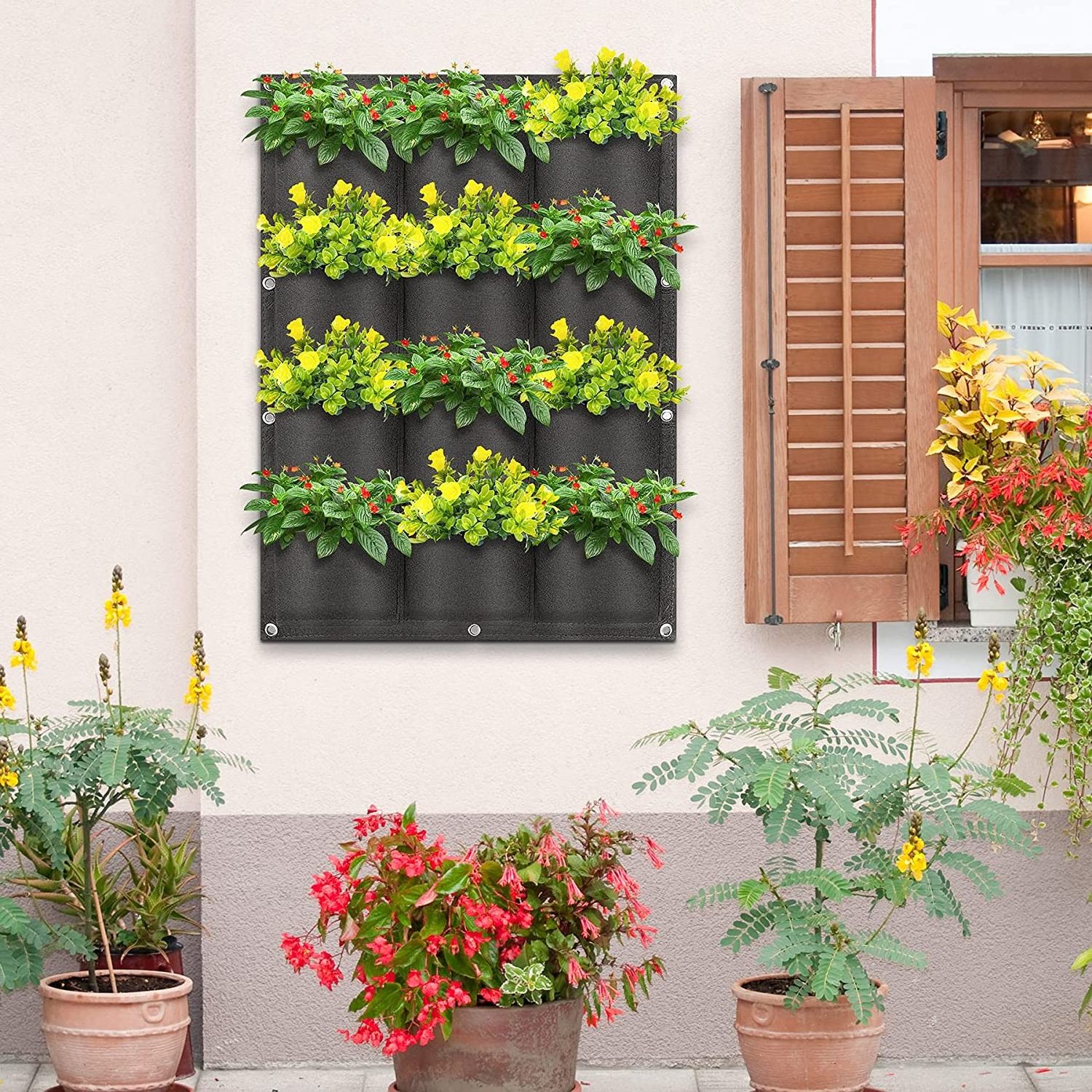 Hanging Planters New Upgraded 7 Pockets Vertical Garden Wall Planter Grow Bags for garden yard wall decoration