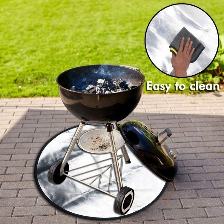 Round Fireproof Mat Under Fire Pit Easy to Clean Heat Resistant Under Grill Mats